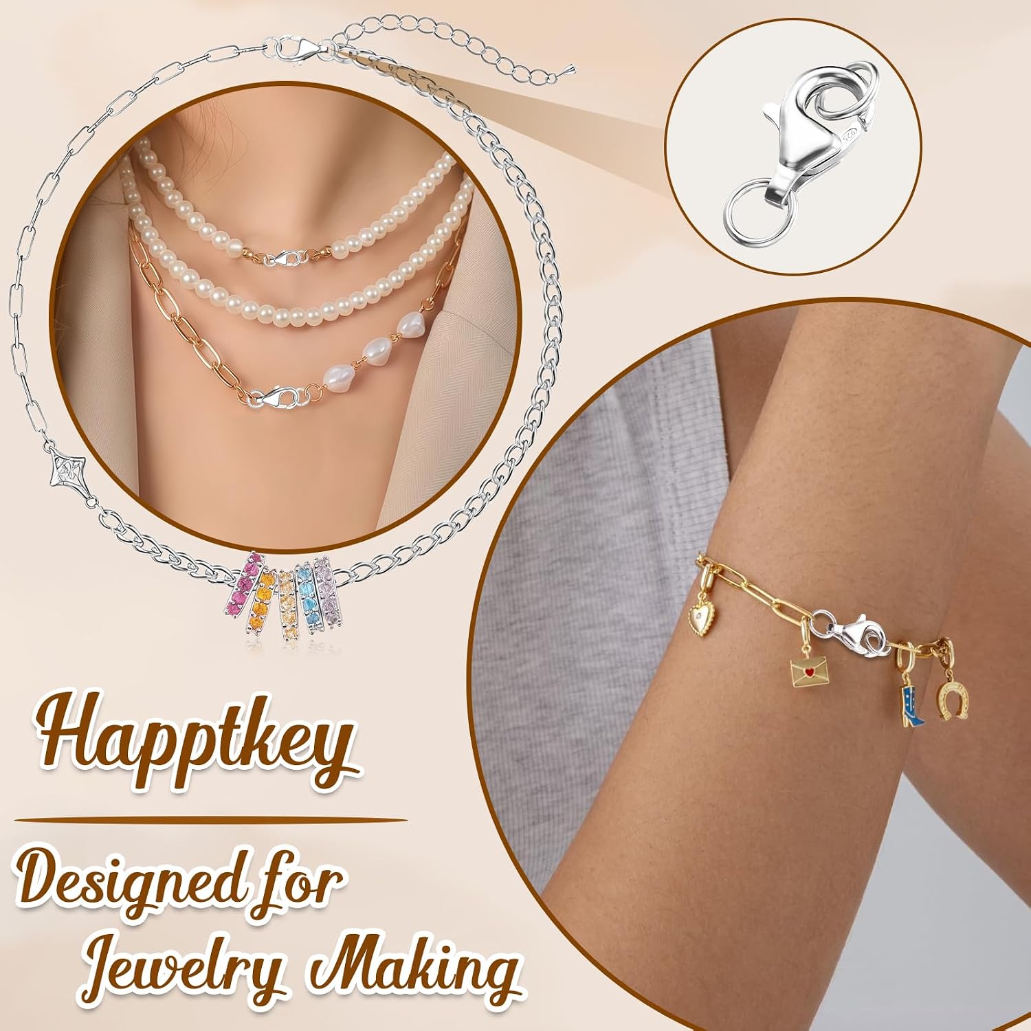 Sterling Silver Lobster Claw Clasps with Closed Jump Rings S925 Necklace Clasp Bracelet Extender Closures for Jewelry Finding DIY Making Kit 11MM Necklaces Clips Anklet Connector Shortener (2PCS)