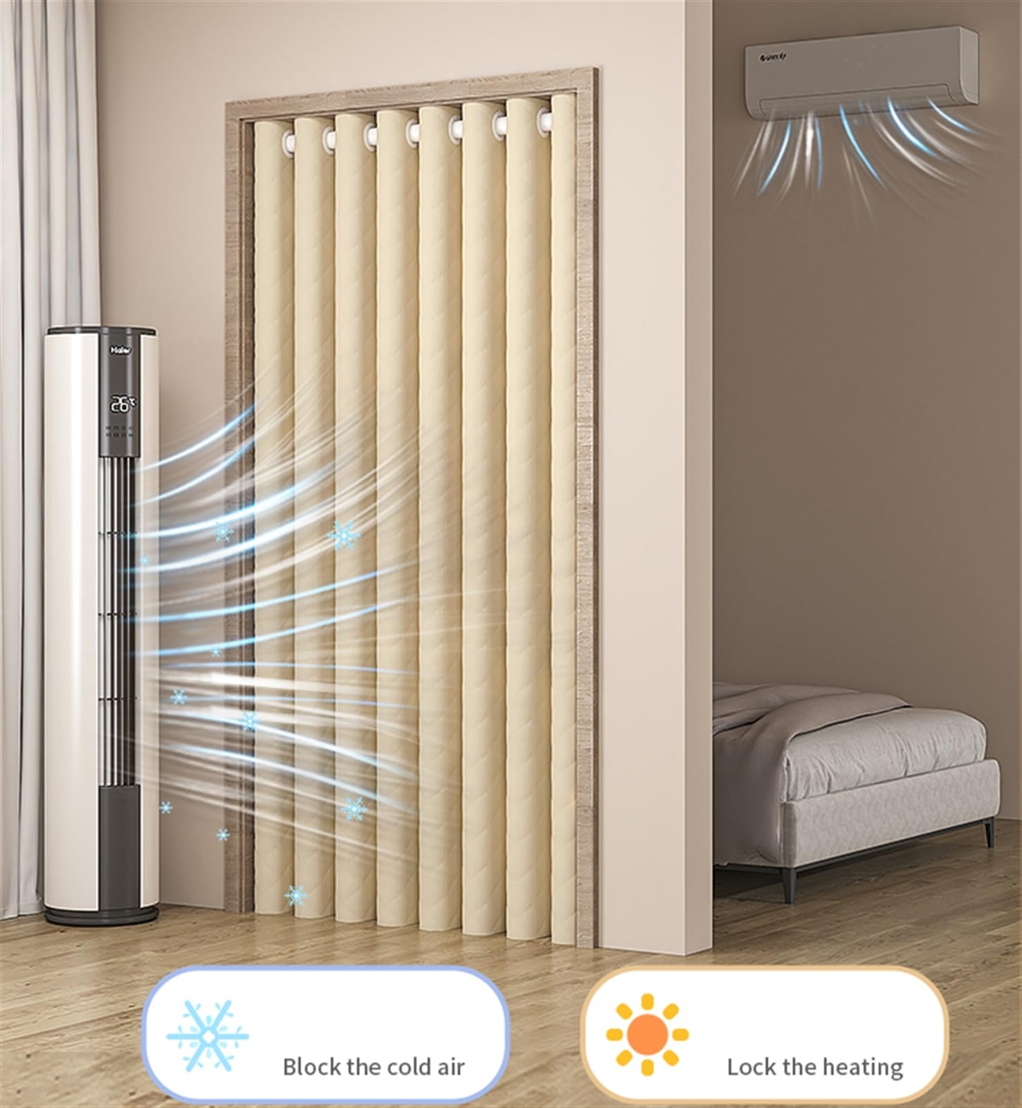 Blickdichte Vorhänge Thermovorhang Wärmeschutzvorhang Winddicht Kälteschutz Türvorhang mit Ösen Verdunkelungsvorhang für Balkontür Schlafzimmer Grau 270x220cm