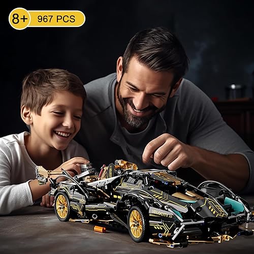 Miniatura 6 de PinkBee Juego de bloques de construcción de autos deportivos para adultos, auto de carreras coleccionable a escala 114, juguete de ingeniería,