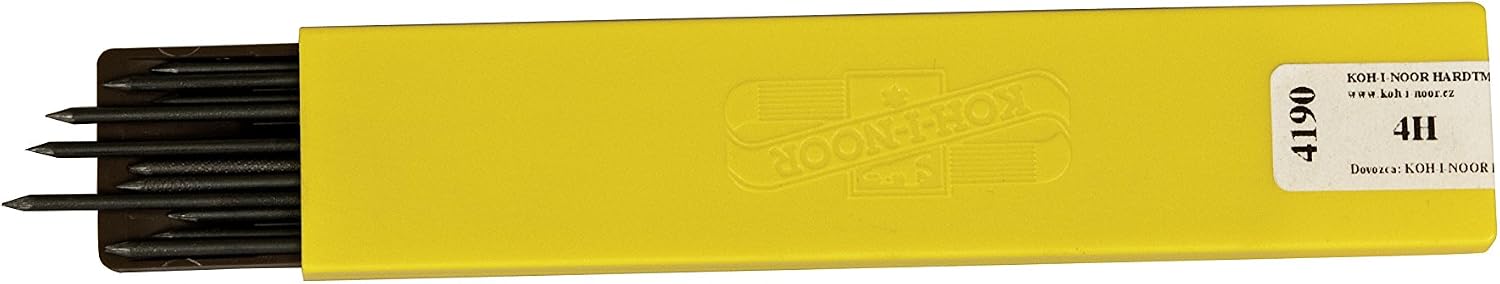 Koh-I-Noor 4H Drawing Graphite Lead, 2mm x 120mm, Includes Container, Pack of 12 (2200I.4H)