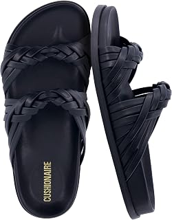 CUSHIONAIRE Lens Womens Sandals with Arch Support, Comfortable Sandals for Women with Braided Strap and Cushioned Footbed