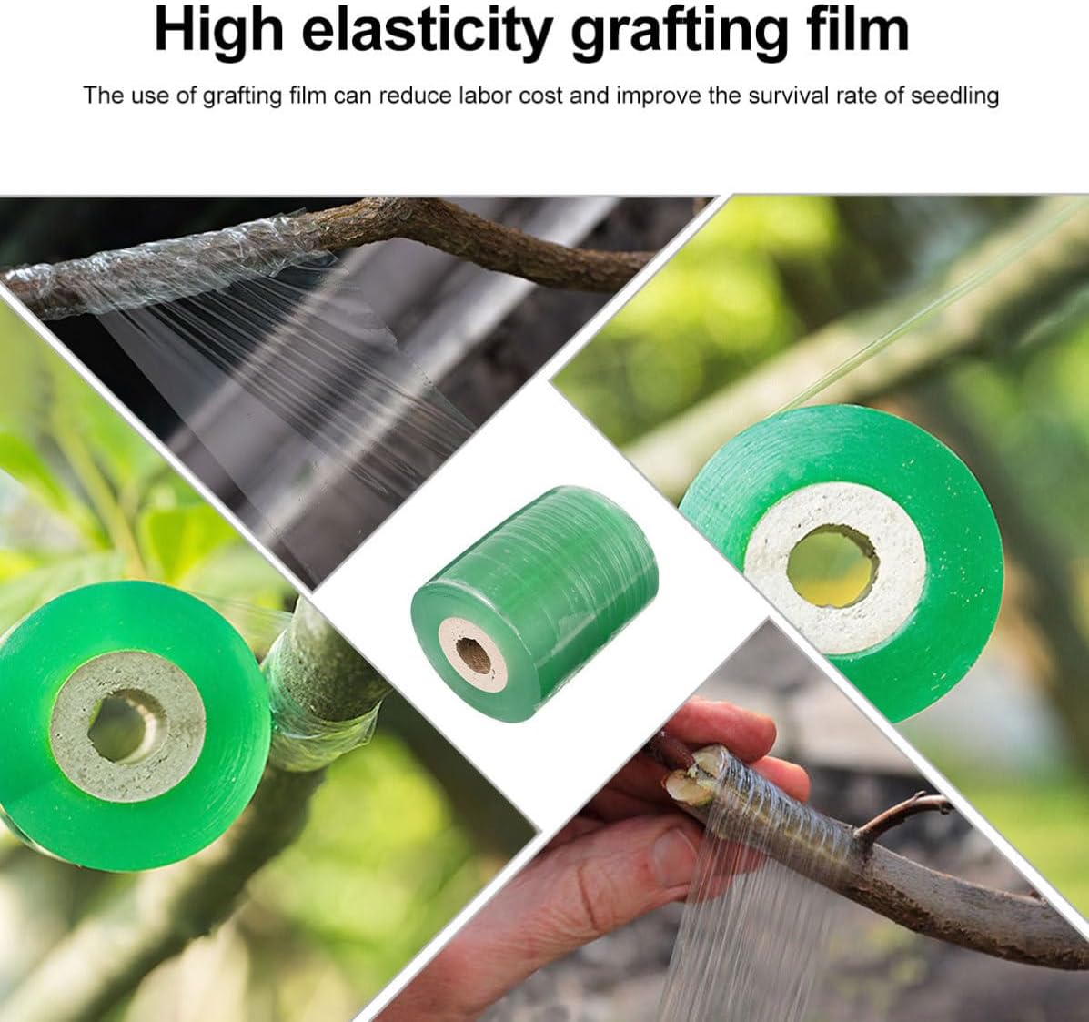 4 Rolls CM Green PVC Grafting Tape for Fruit Trees, Stretchable