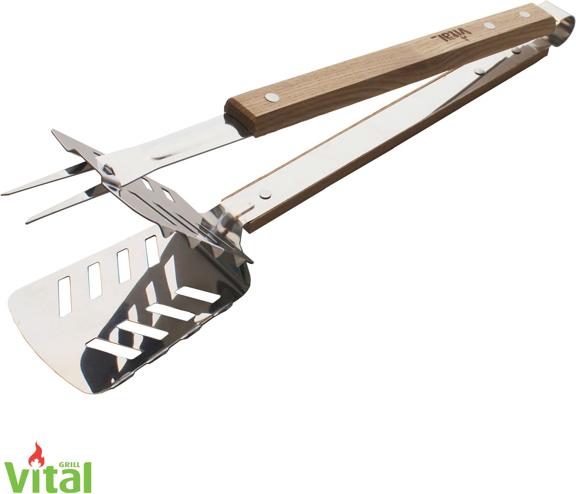 5-in-1 BBQ Tool, Silver/Maple