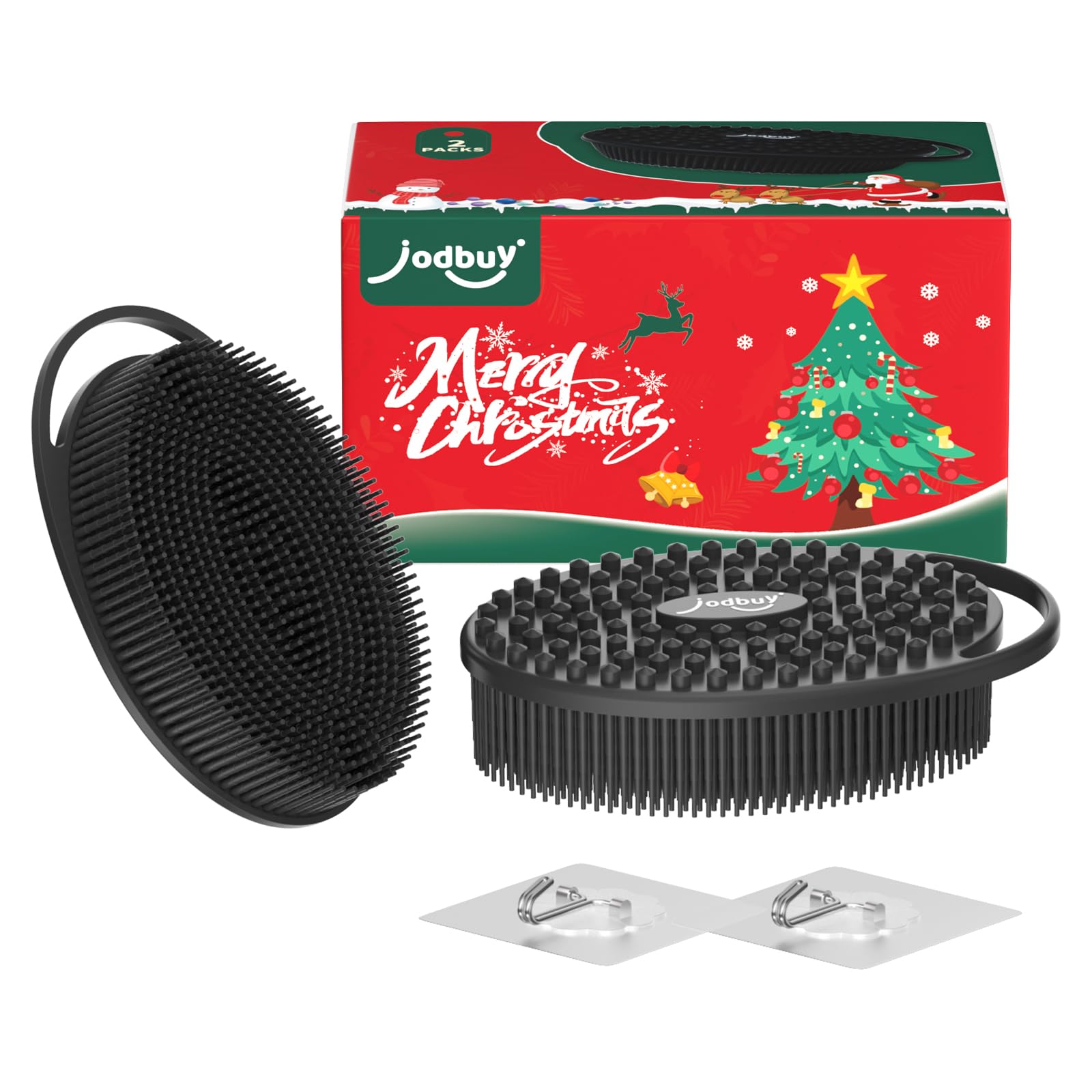 JODBUY 2 Packs Silicone Body Scrubber, Food-Grade Body Scrubber for Men & Women, Exfoliating Silicone Loofah for Sensitive Skin, Stocking Stuffers for