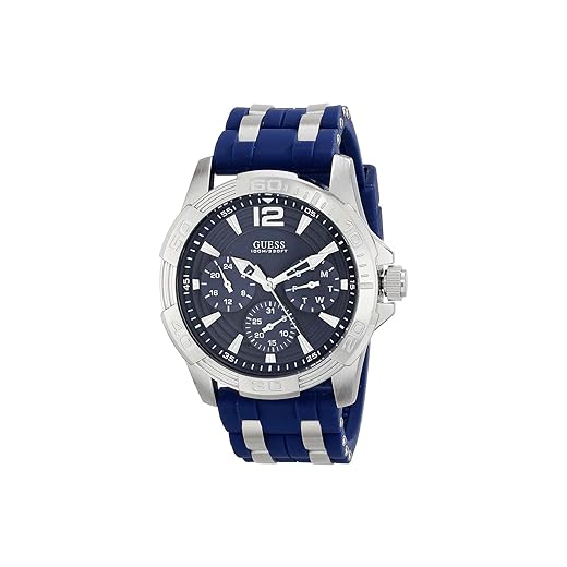 Relógio esportivo GUESS, silicone, 43,5 mm, tom de prata, Tamanho único