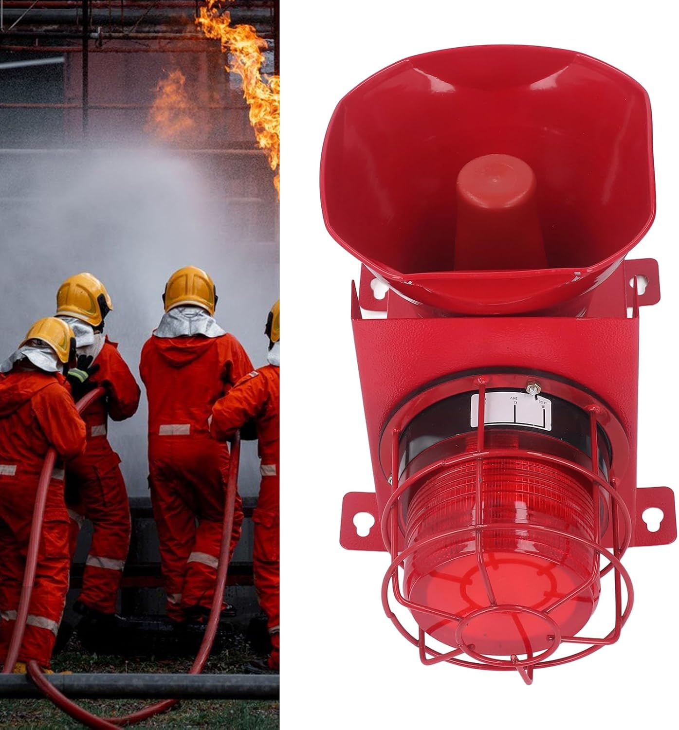 180dB Adjustable Siren & LED Strobe Light - Integrated Industrial Alarm for Construction Sites - Waterproof & Frost-Proof Emergency Warning Light (DC24V)
