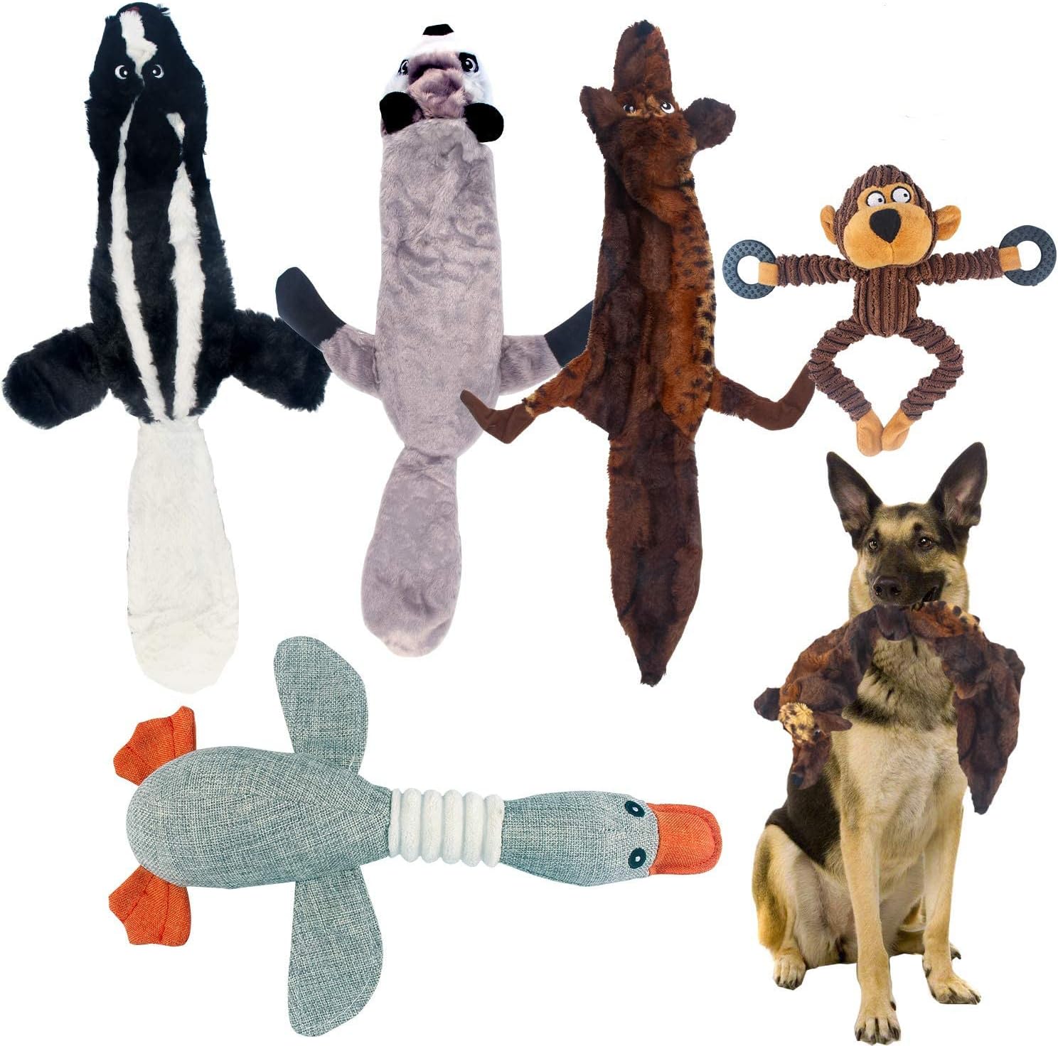 Mumoo Bear 5 Pack Dog Squeaky Toys Plush Animal Chew Toys For Teething Puppies Animaldog Interactive Toysplush Games