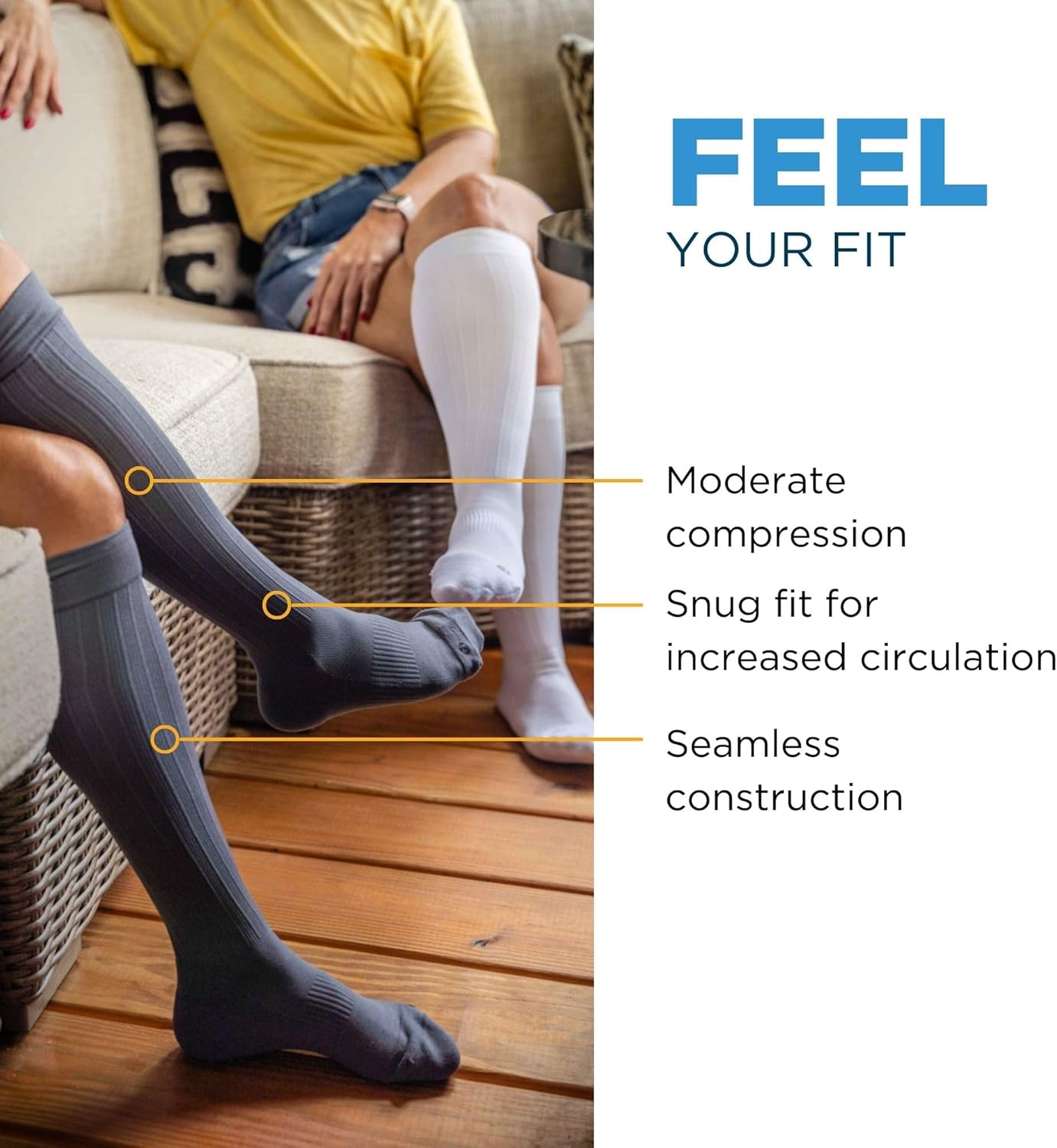 Medical Grade Compression Socks for Men & Women 15-20 mmHg by OrthoSleeve (White, Large)