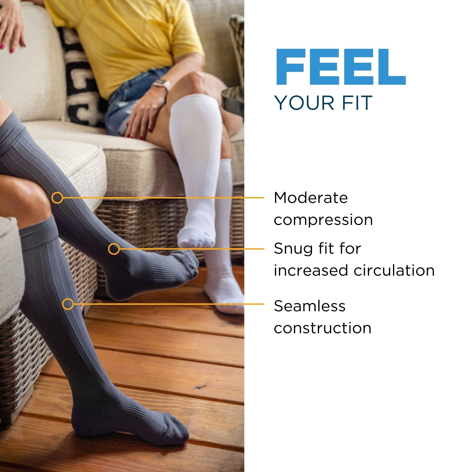 Calcetines de compresión de grado médico para hombres y mujeres, 15-20 mmHg OrthoSleeve