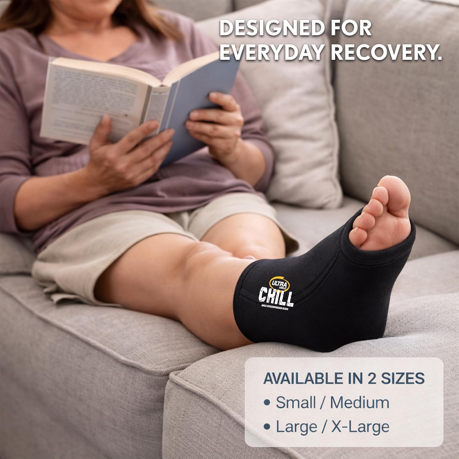 Ultra CHILL Reusable Ankle Gel Ice Sleeve – 360° Cold Pack Compression Wrap for Ankle Swelling, Sprains & Plantar Fasciitis, Cold Therapy Support