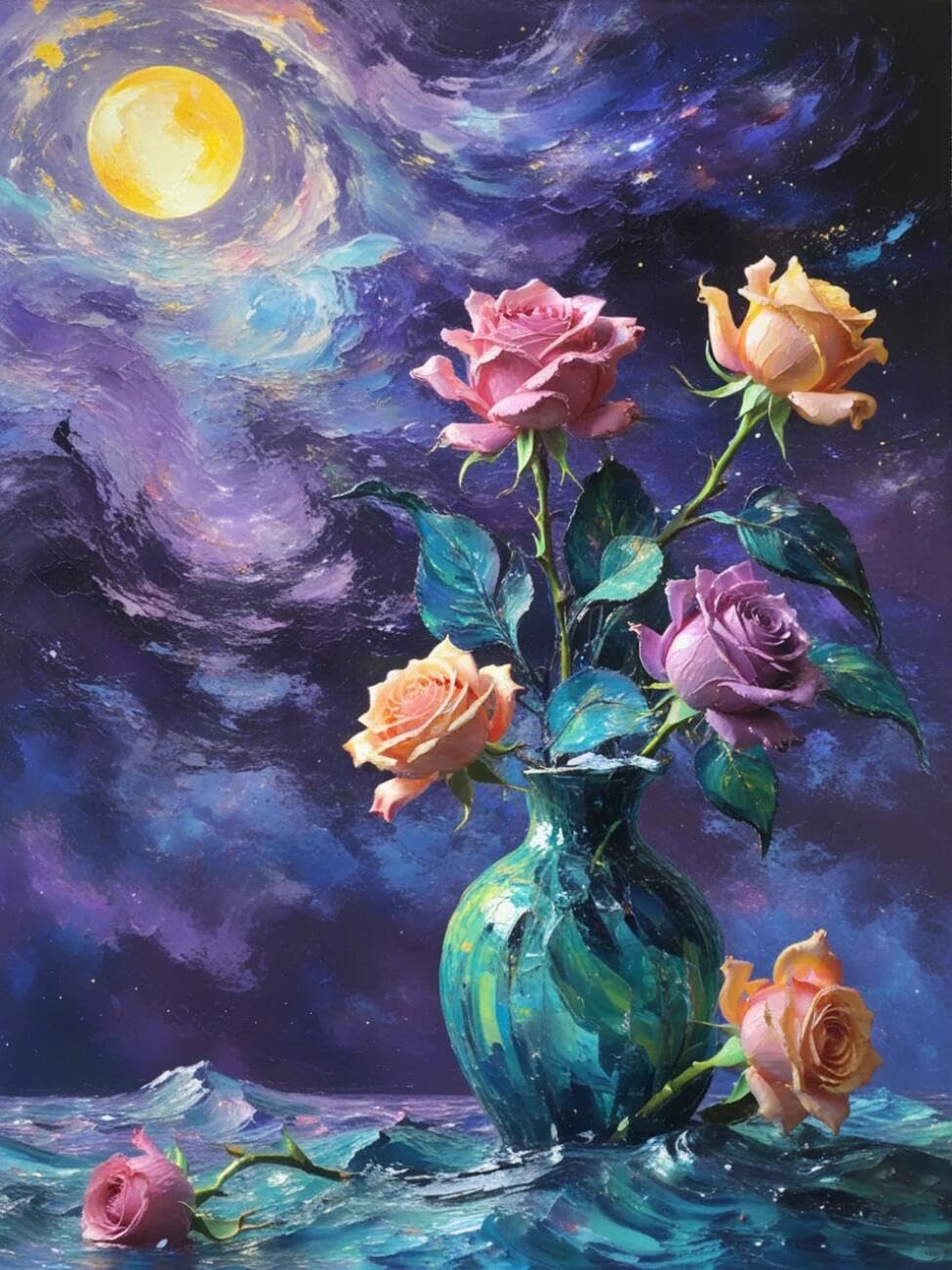 Henypt Punto de Cruz Kit Completo rosas moradas Flores DIY Kit Manualidades Para Principiantes y Personas Mayores Hecho a mano y DIY/Regalos 14CT 80x100cm