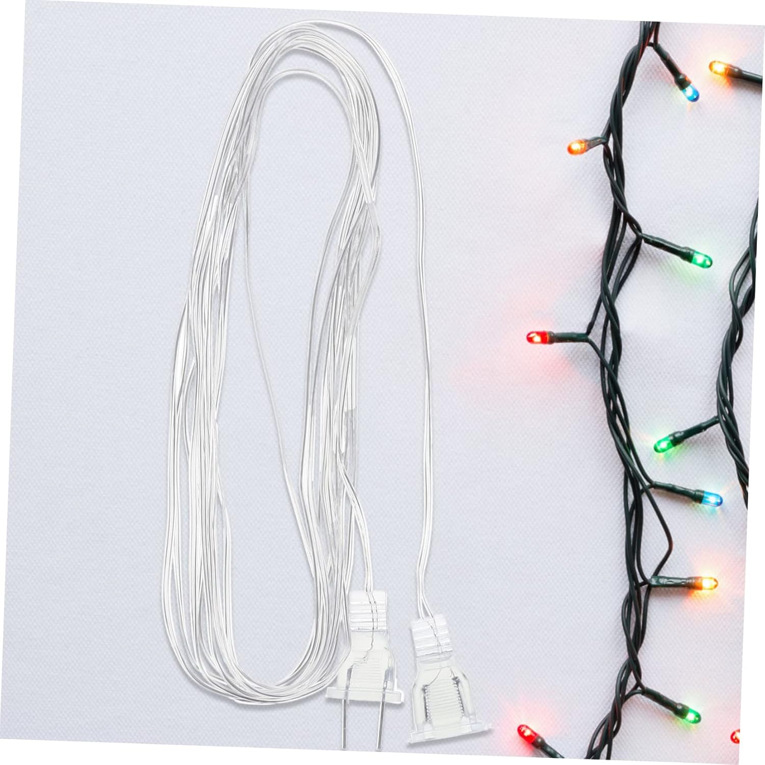 DOITOOL Clear Extension Cord for Led Light Strips Indoor Outdoor Invisible Thin Christmas Light Extension with Us Plug Flexible 2-Pack 6.56Ft