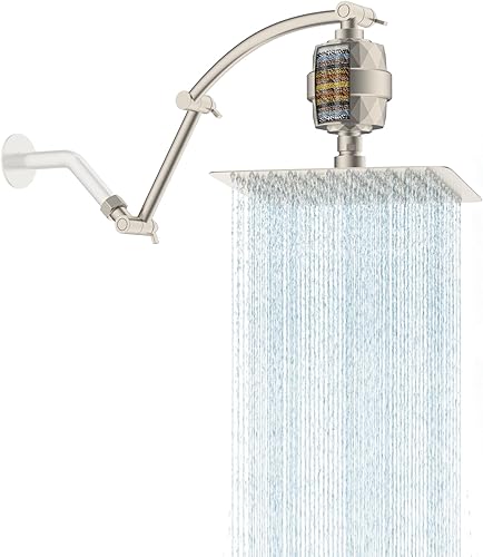 Miniatura 16 de Hibbent Cabezal de Ducha Completamente de Metal con Filtro de Lluvia, Cabezal de Ducha de Lluvia de Alta Presión de 10'', con Brazo de Extensión de