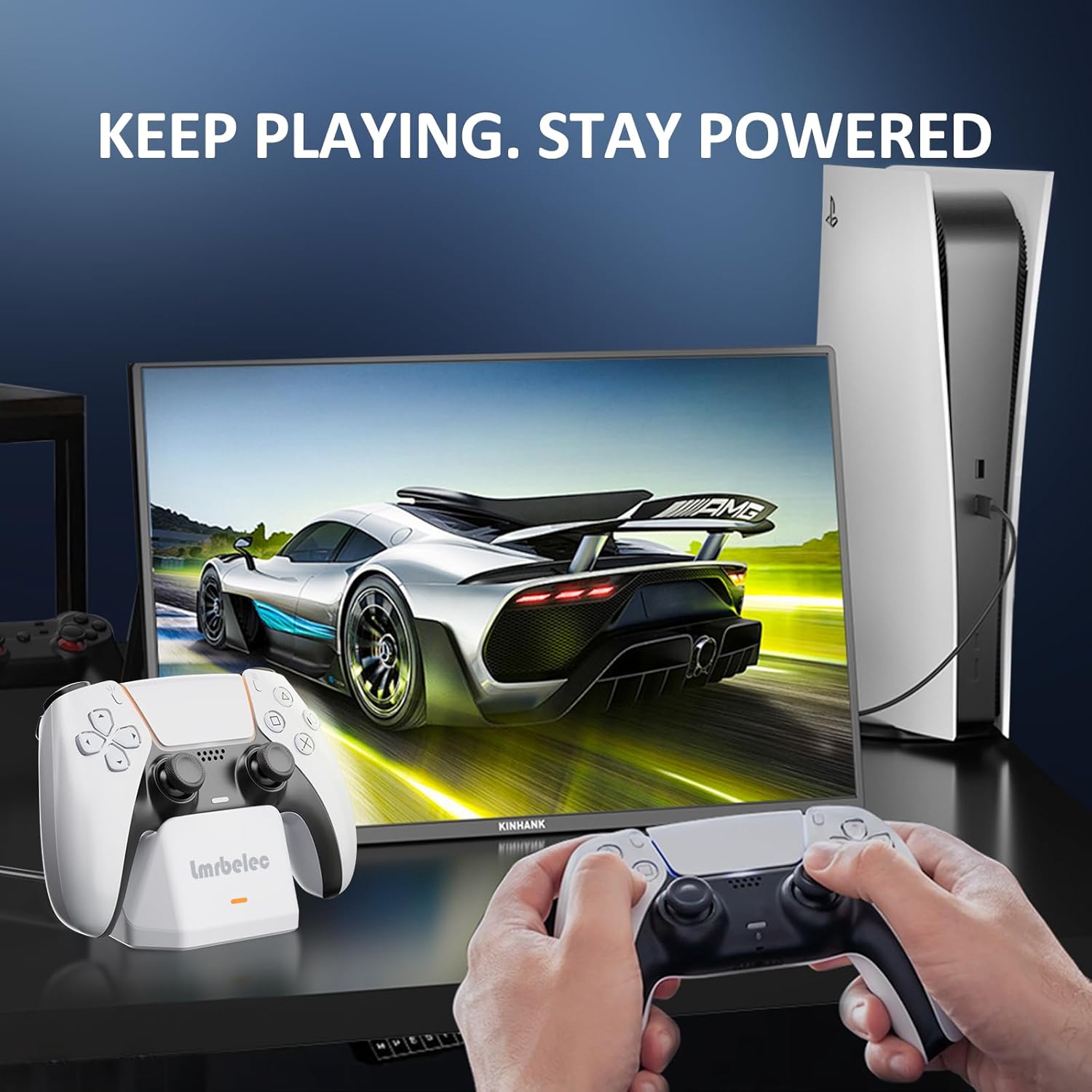 PS5 Controller Charger Station, PS5 Controller Stand Holder Accessories Fast Charging Station for PlayStation 5 Dualsense - White 8 71DF05jOUPL. AC SL1500