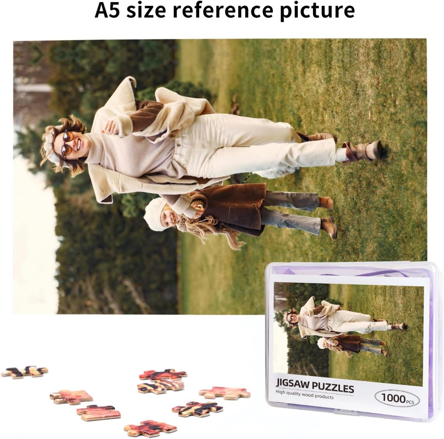 Custom Jigsaw Puzzles Personalized Wooden Puzzle 300/500/1000 Pieces from Photo Customized Puzzle Gifts for Adult and Family, Wedding, Graduation Vertical Version 1000PCS