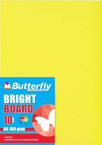 Butterfly A4 160GSM 10 Sheets Bright Board, Yellow