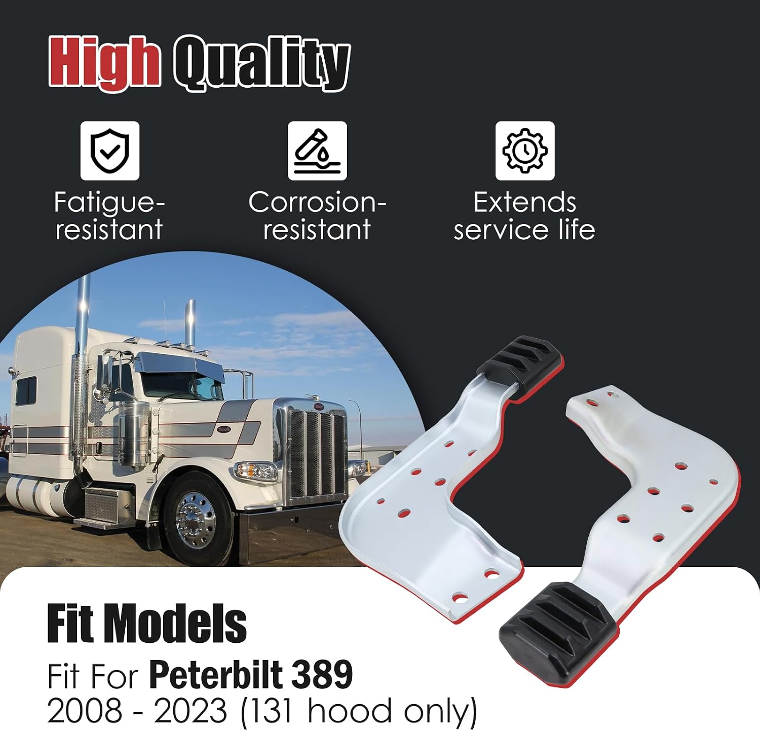 Hood Bracket Fit for Left & Right Side Lower Hood Guide Bracket Fit for Peterbilt 389 Series - 131 Hood Only Replaces MPB75131L MPB75131R L11-6131 L11-6131R L116131 L116131R