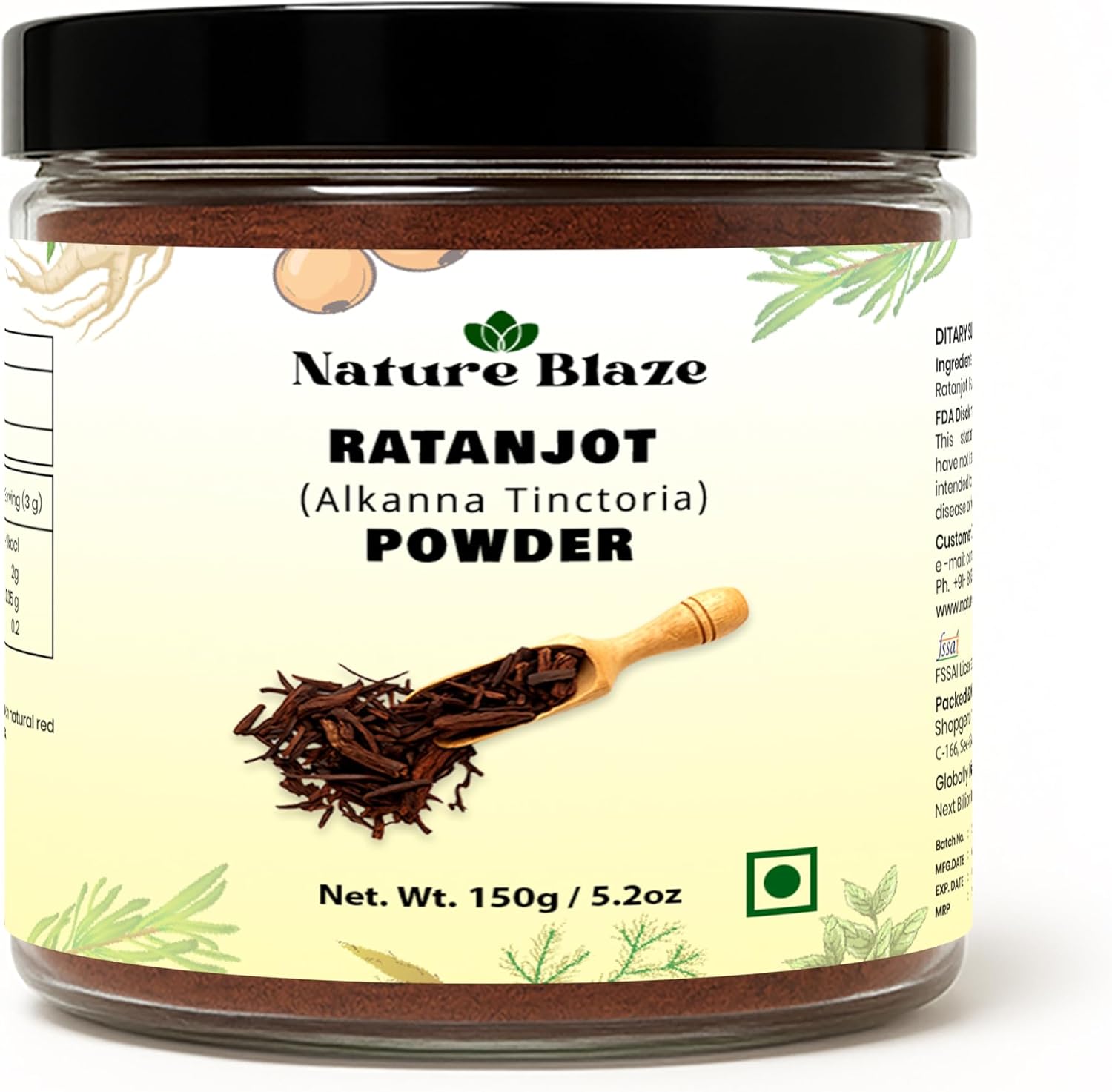 Ratanjot Alkanna Tinctoria Alkanet Powder | Pure & Natural | Fine Powder for Wellness Support | No Additives Jar Pack 150Gm / 5.2 Oz
