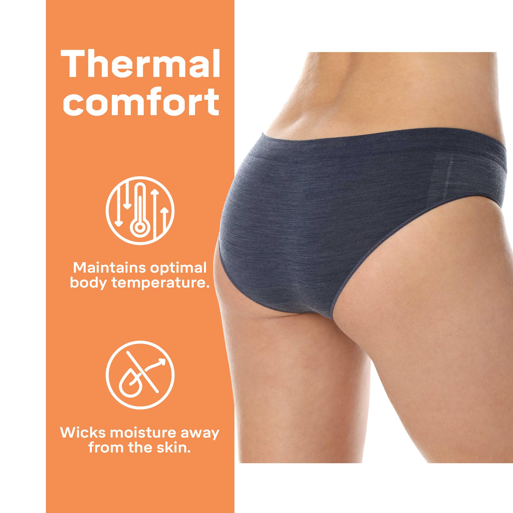 BRUBECK Seamless Unterhosen Damen aus Merino Wolle – Komfortabel, Antiallergen und Thermoaktive Underwear Women – Atmungsaktive Slip Damen Nahtlos Ideal für Jeden Tag – 100% hergestellt in der EU