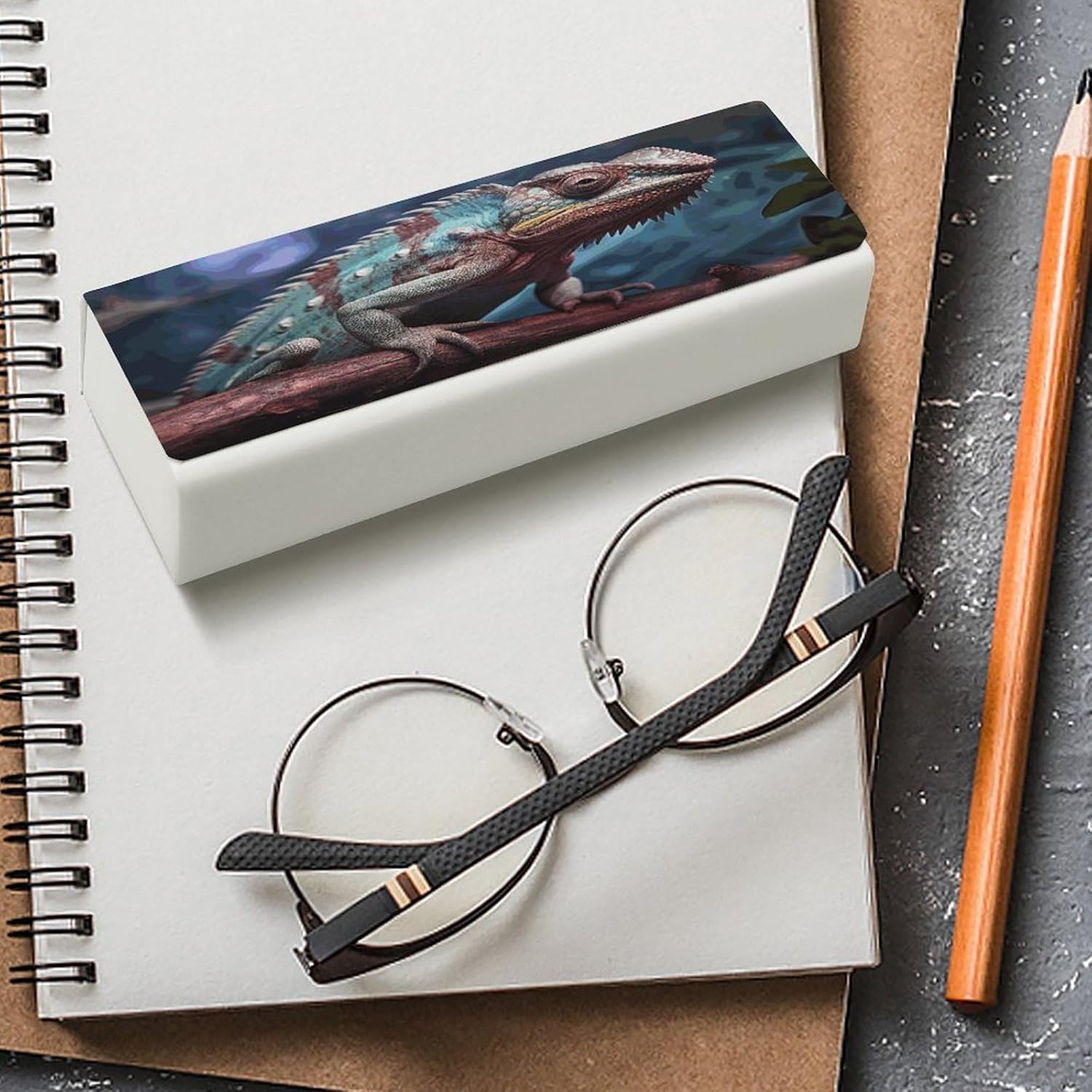 Leather Hard Shell Glasses Case, Portable Travel Sunglasses Case image 4