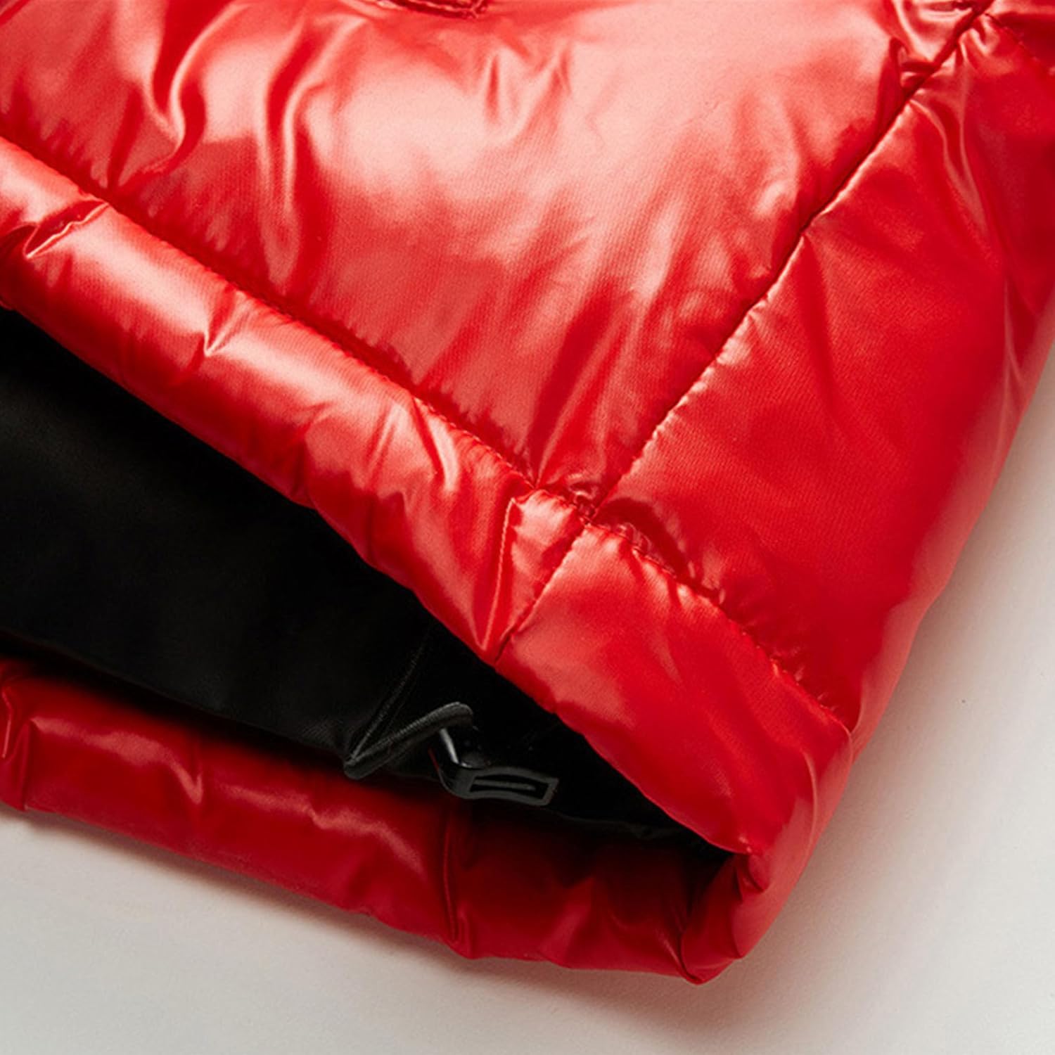 DGHM-JLMY Men's Hooded Padded Glossy Down Jacket Winter Detachable Collar Puffer Jacket Thick Warm Metallic Hood Padded Coats (Red,X-Large)