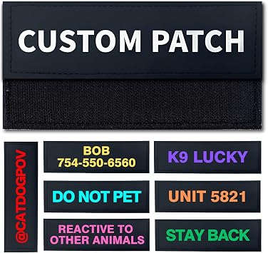 Custom Dog Patches - Personalized Name & Contact Info Pet Patches for Vests/Backpacks/Leashes/Collars - Reflective Safety ID Patches for Dogs