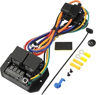 Digital Thermatic Fan Switch Kits DC-0444, 12V and 24V Adjustable Temperature Range Dual Radiator Fan Kit, 104ºF-230ºF Electric Thermatic Fan Controller Switch Kit Replace 0444
