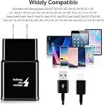 Bloc chargeur mural adaptatif rapide [2-Pack] avec 2 X 5FT USB Câble de type C compatible avec Samsung Galaxy S22/S21/S20 Ultra/S10/S9/S8 Plus/Edge/Active/Note 20/10/9/8, A53, Google Pixel 3, LG G7