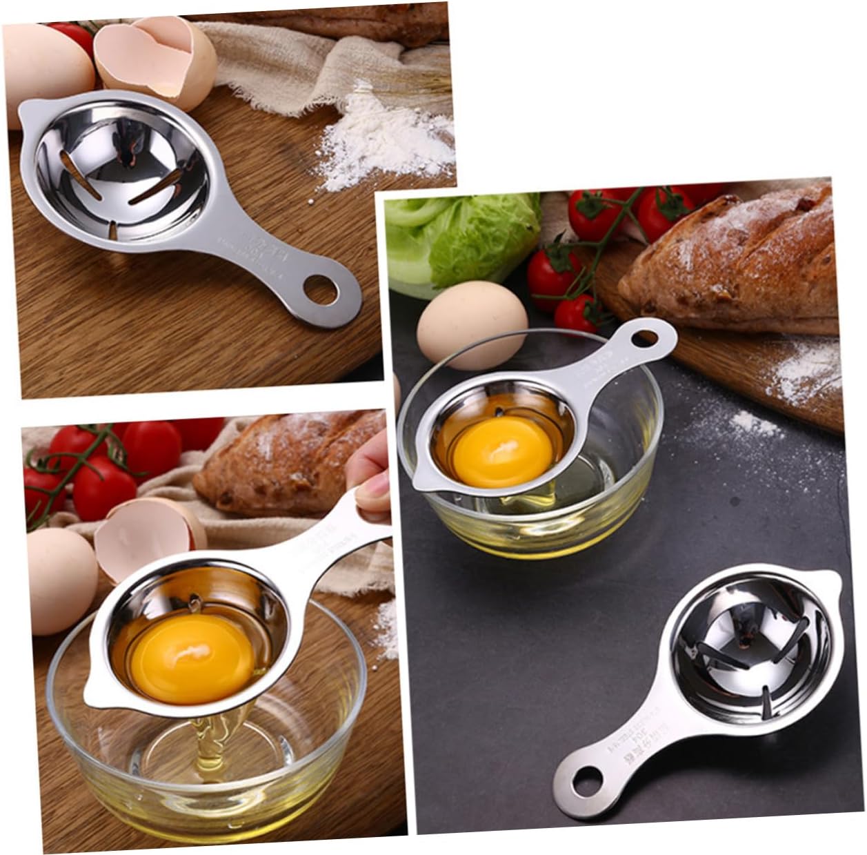 Stainless Steel Egg Separator 2Pcs Whites Yolk Filter Tool
