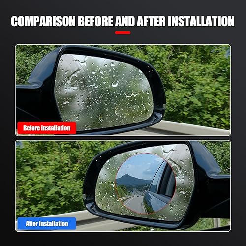 Miniatura 6 de 2 piezas de película para espejo retrovisor de automóvil para una conducción segura, 3.7 pulgadas x 3.7 pulgadas, alta definición, impermeable, nano