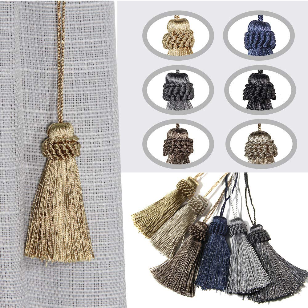 2pcs/4pcs/8pcs Nappe Artigianali Frange Trim, Ciondolo Appeso Fai da Te Nappa Decorazione Accessori per Tende, Carbone, 8 Pezzi (Antracite 4 Pezzi)