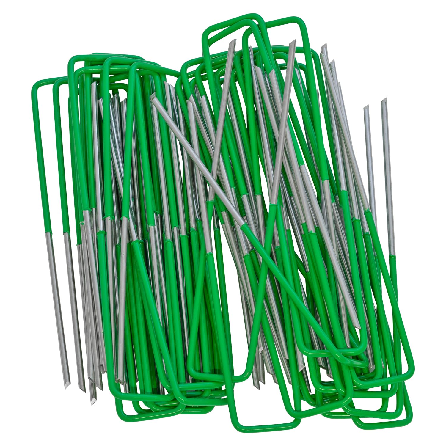 Woodside 50x Half Green Heavy Duty Artificial Grass U-Pins – Secure Fixing Pegs, Astroturf/Weed Membrane Staples, Galvanised Steel