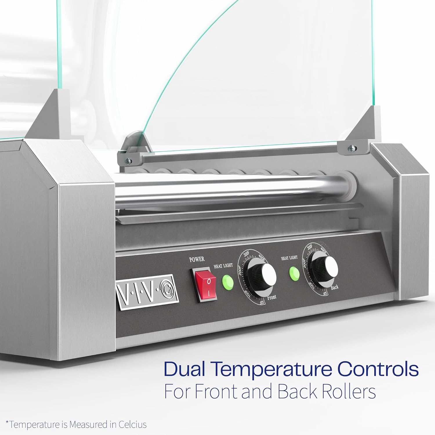 VIVO Electric 24 Hot Dog 9 Roller Grill Warmer, Stainless Steel, Commercial and Household 1200W Machine with Cover, HOTDG-V209