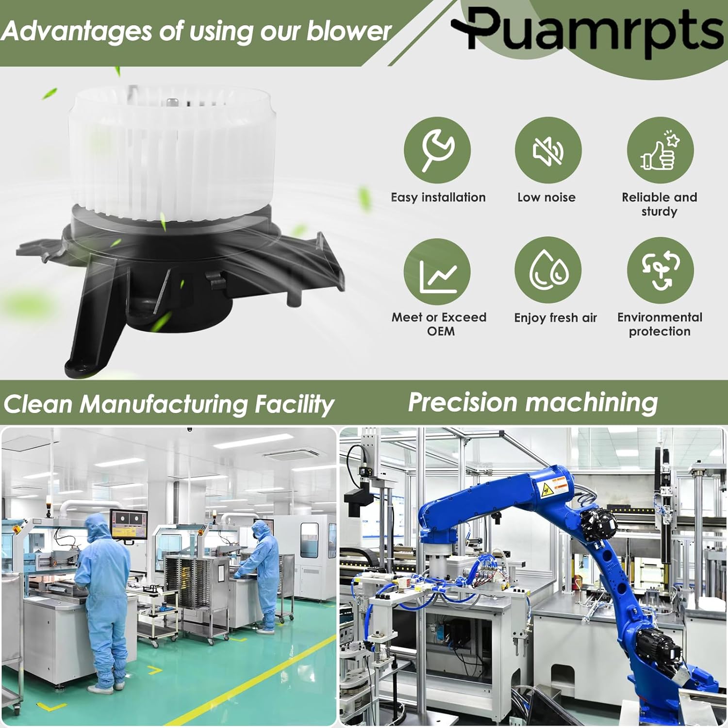 AC Heater Blower Motor - Compatible with Jeep Dodge Vehicles - Compass 2018-2021, Renegade 2015-2023, Hornet 2023-2025 - Motor Fan# 700351, Front