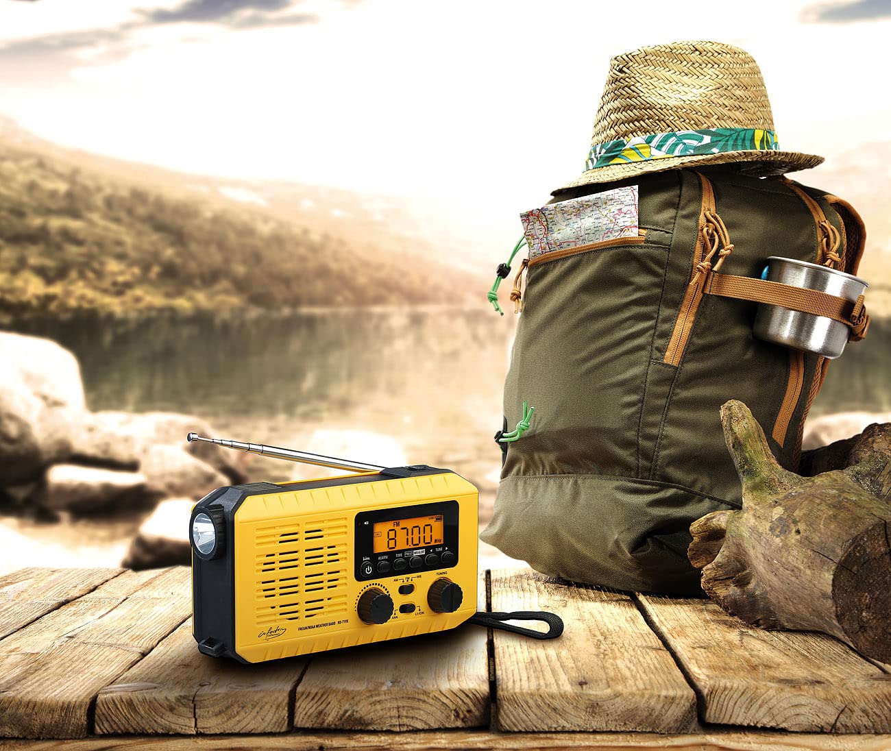 Radio de poche solaire & dynamo avec écran LCD [infactory]