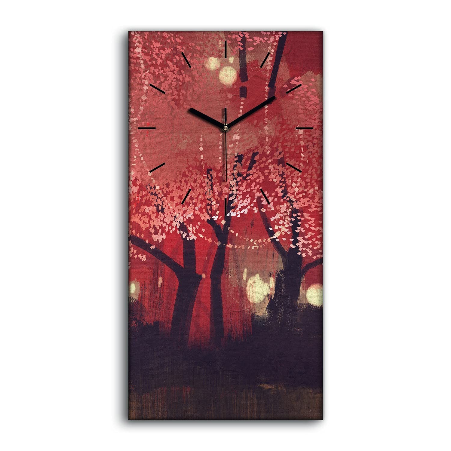 Horloge sur Toile 30x60cm Forêt d'Automne Cadran Silencieux