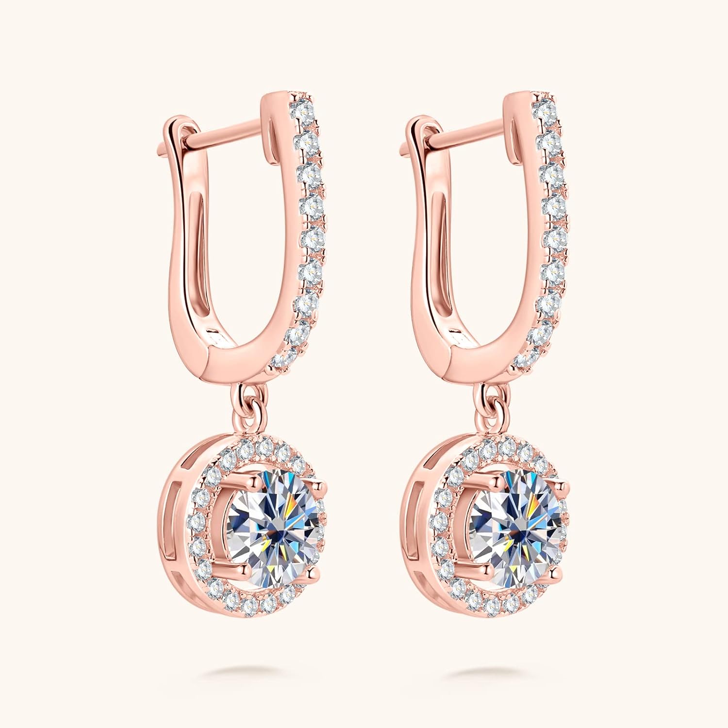 PROSTORRY 1CT Moissanite Dangle Earrings 925 Sterling Silver D Color Moissanite Pendant Drop Huggie Earring for Women Birthday Christmas Jewelry Gifts