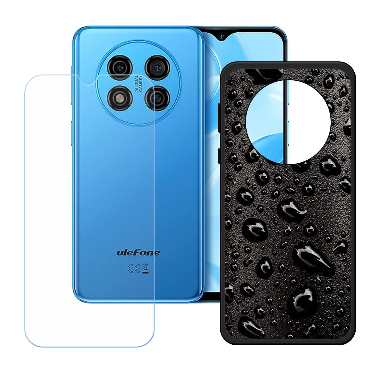 LCEHTOGYE Cover per Ulefone Armor X13 + Pellicola Protettiva in Vetro Temperato,Nero Custodie Morbido Silicone Case Ultra Sottile TPU Custodia per Ulefone Armor X13 (5,52) - KE16