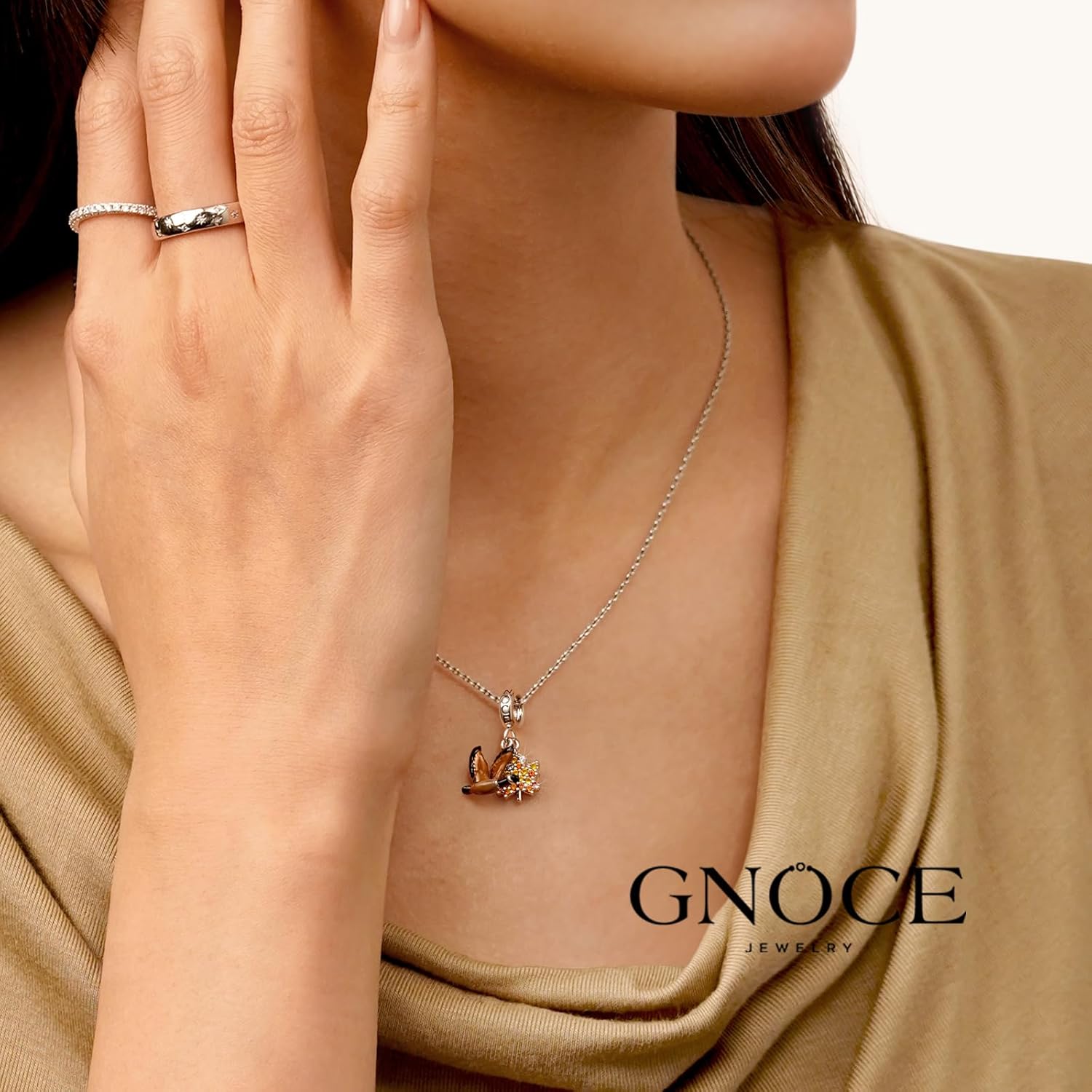GNOCE Anmial Charm Bracelet for Her, S925 Sterling Silver Bead Charm Fit Bracelet/Necklace for Women Girls Wife Daughter/Jewelry Gift