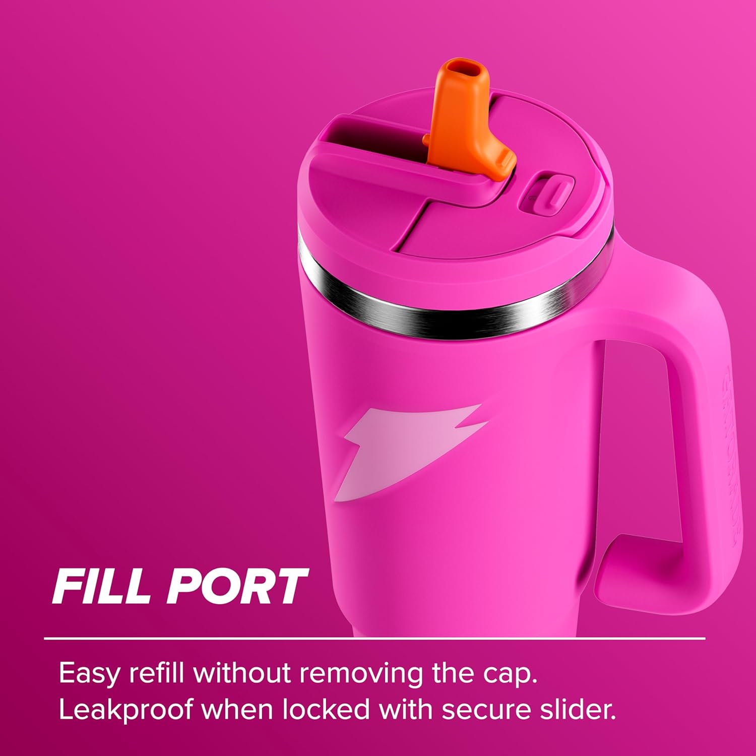 Gatorade Crossover Stainless Steel Tumbler Bottle, Pink, Double-Wall Insulation, 36 fl oz