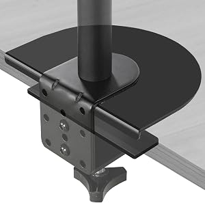 VIVO Black Steel Reinforcement Bracket Mount Plate for Thin, Glass, and Other Fragile Table Tops, Clamp Compatible with Most Monitor Stand C-Clamp Installations STAND-AC01R