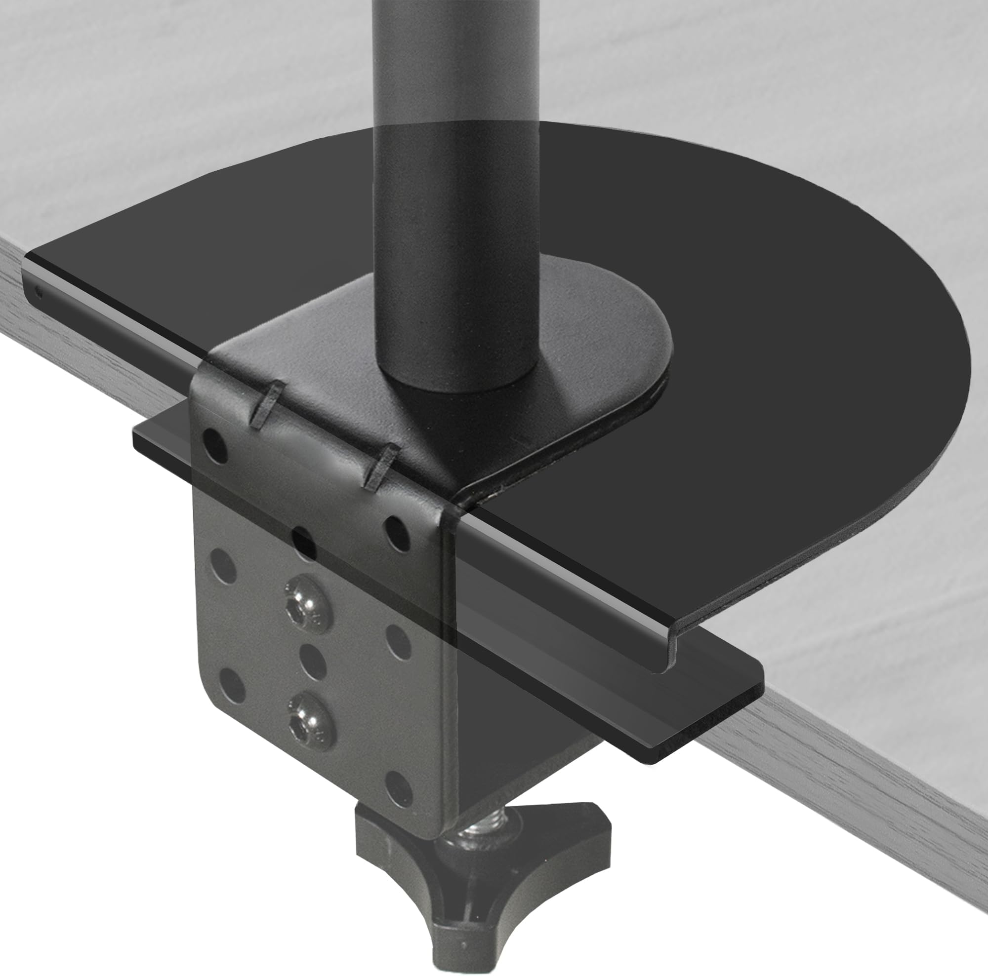VIVO Steel Reinforcement Bracket Mount Plate for Thin, Glass, and Other Fragile Table Tops, Clamp Compatible with Most Monitor Stand C-Clamp Installations, Black, STAND-AC01R