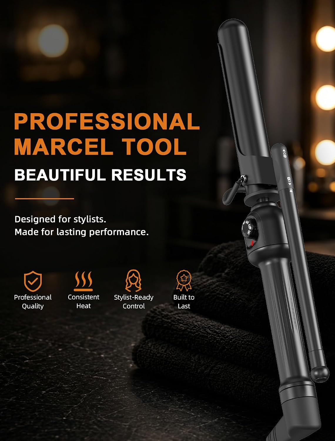 1 Inch Professional Marcel Curling Iron for Short Hair, Temp Dial 280-450°F | Suitable for Salon Styling Use, for Defined Curls and Soft Waves