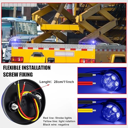 Vista 4 de Luz de Advertencia Estroboscópica LED, Luz de Baliza Estroboscópica Intermitente, Mini Luz de Baliza Estroboscópica Redonda para Techo de 12V 24V