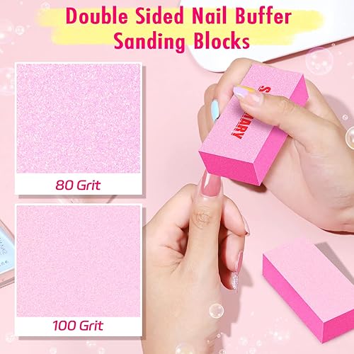 Miniatura 3 de Limas de uñas y amortiguadores, kit de herramientas de manicura profesional, grano 100/180, tableros de esmeril de doble cara para uñas, granos