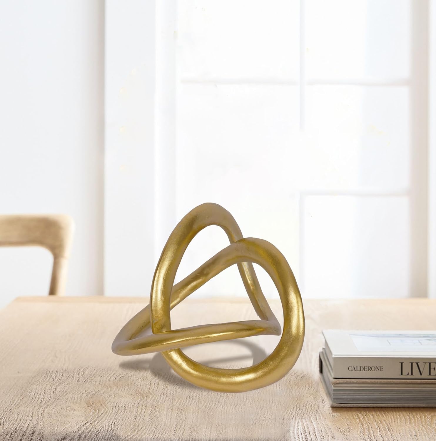 Modern Geometric Round Sculpture Gold Knot Statue Decor Tabletop Sculpture and Figurines Round Decorative Ornaments Knick Knacks Home Decor for Shelves Coffee Table Bookshelf Decoration Gifts