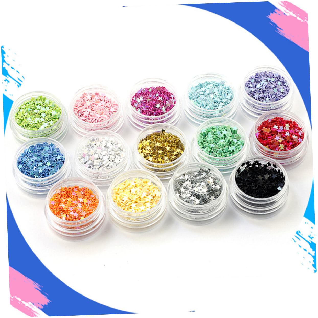 Ipetboom 5 Set Stella A Cinque Punte Glitter Nail Art Gioielli Fai Da Te Patch Per Unghie Accessori Materiali Fatti A Mano (14 Colori) Adesivi Per Unghie Uv Volpe Acrilico Elegant 14box*5