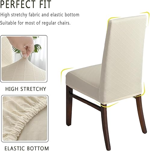 Miniatura 2 de KELUINA Juego de 2, 4, 6 fundas para sillas de comedor, fundas elásticas de jacquard para sillas de comedor, extraíbles y lavables, impermeables