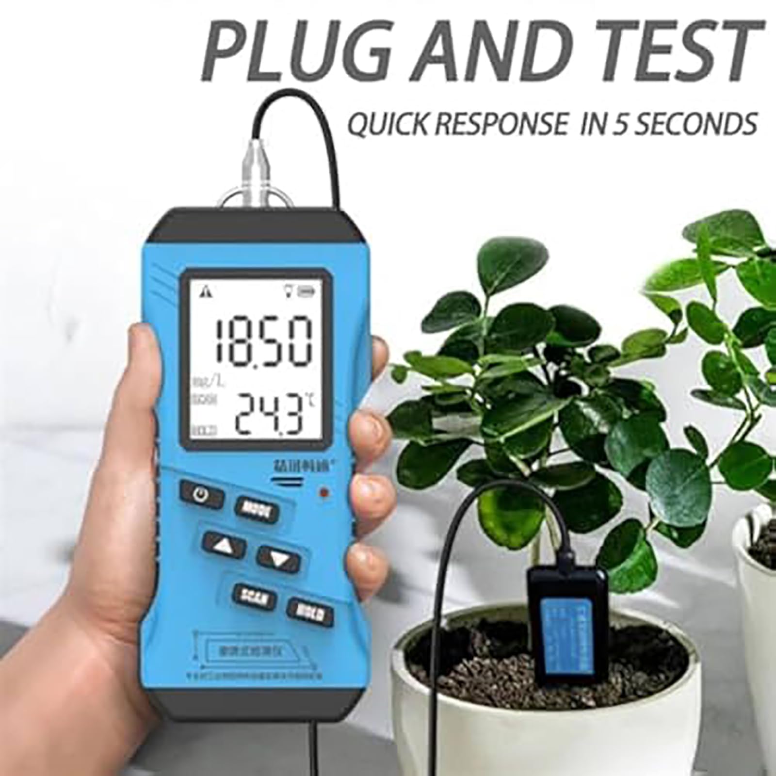 NPK Meter - Testeur de sol 7 en 1, mesure l'azote, le phosphore, le potassium, le pH, l'humidité, EC, haute précision pour tester la fertilité du sol dans les pelouses, les fermes, les jardins