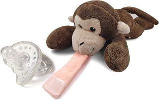 Detachable Pacifier Holder – Silicone Pacifier with Stuffed Animal – Removeable Baby Pacifier Holder for Cuddling with Comfort, (Monkey)